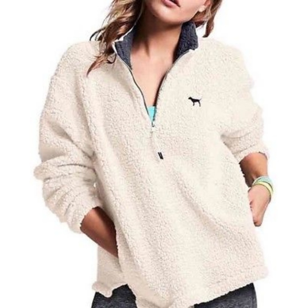 Victoria's Secret Sherpa Boyfriend Quarter Zip